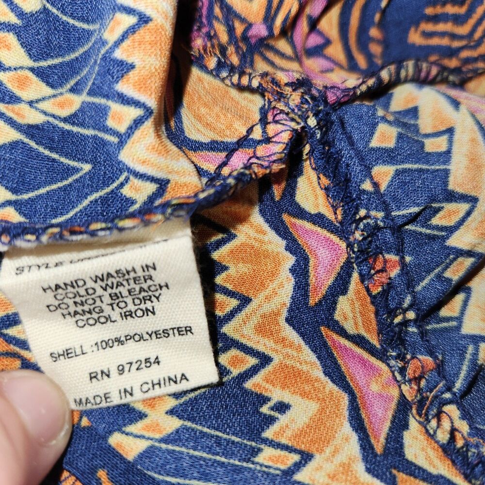 Babydoll Geometric Boho 90s Spaghetti Strap Dress Size XL - Picture 7 of 8